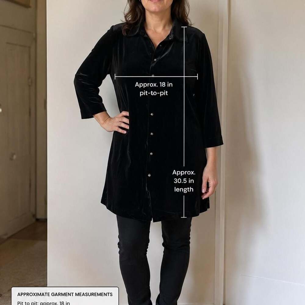 J. Jill Black Silk Velvet Tunic Duster